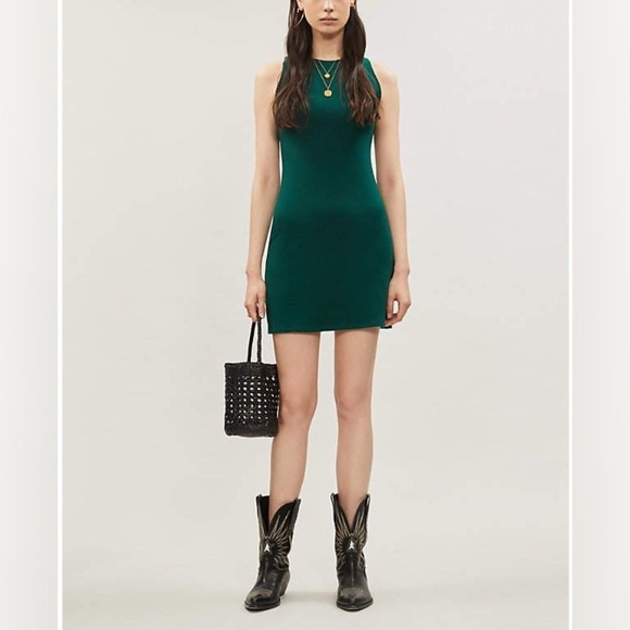 Reformation Kris Dress Green XL Eco Rib Knit Bodycon Mini Stretchy Bra Friendly - Picture 15 of 15